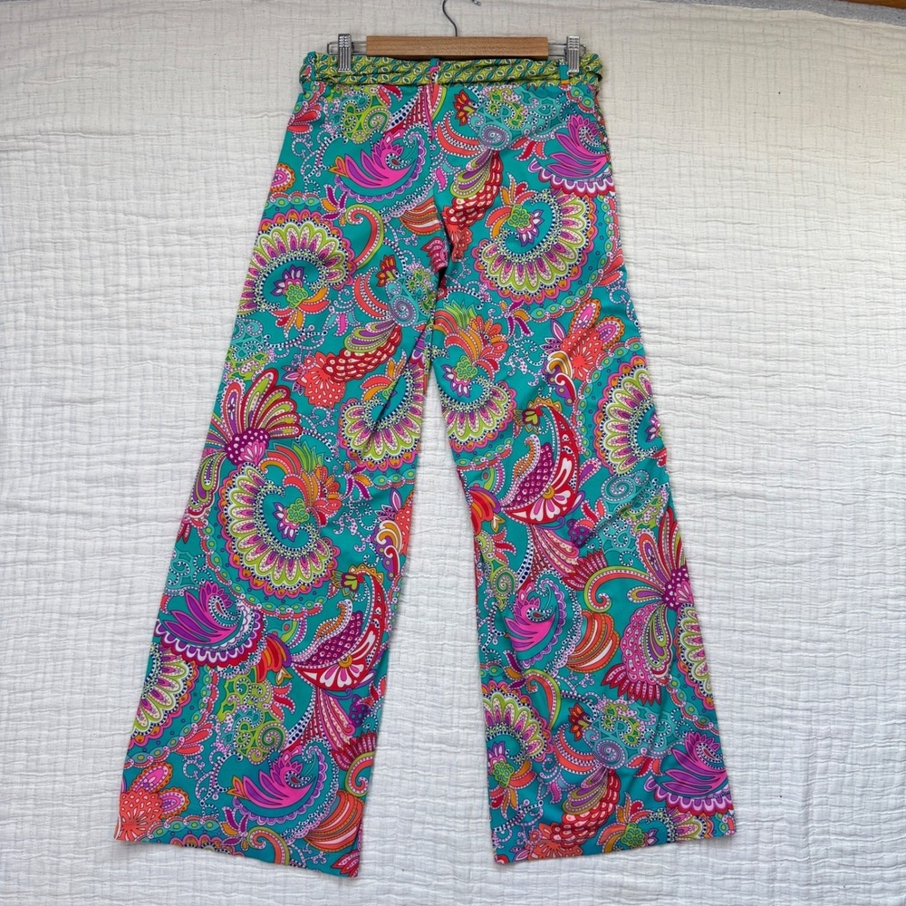 Trina Turk Maximalist Womens Paisley Wide Leg Tie Waist Pants Size S Psychedelic - Picture 2 of 8